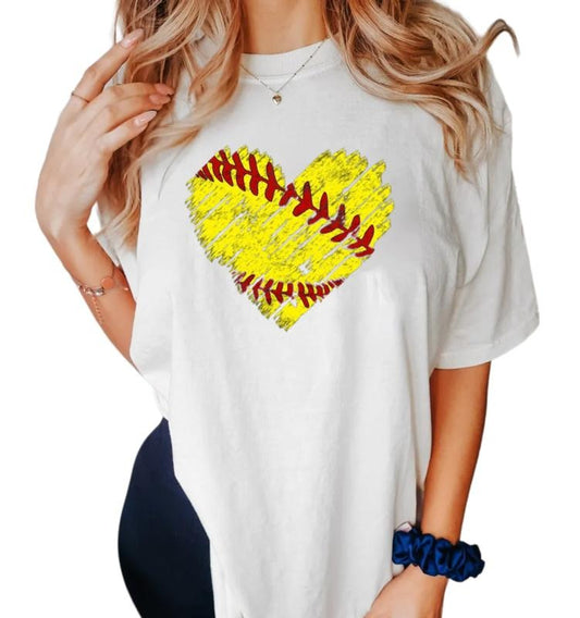 Distressed Softball Heart Shirt, Softball Gift, Softball Heart Tee, Softball Mom Shirt, Mothers Day Gift Ideas, Unisex Short Sleeve Tee, Classic Streetwear