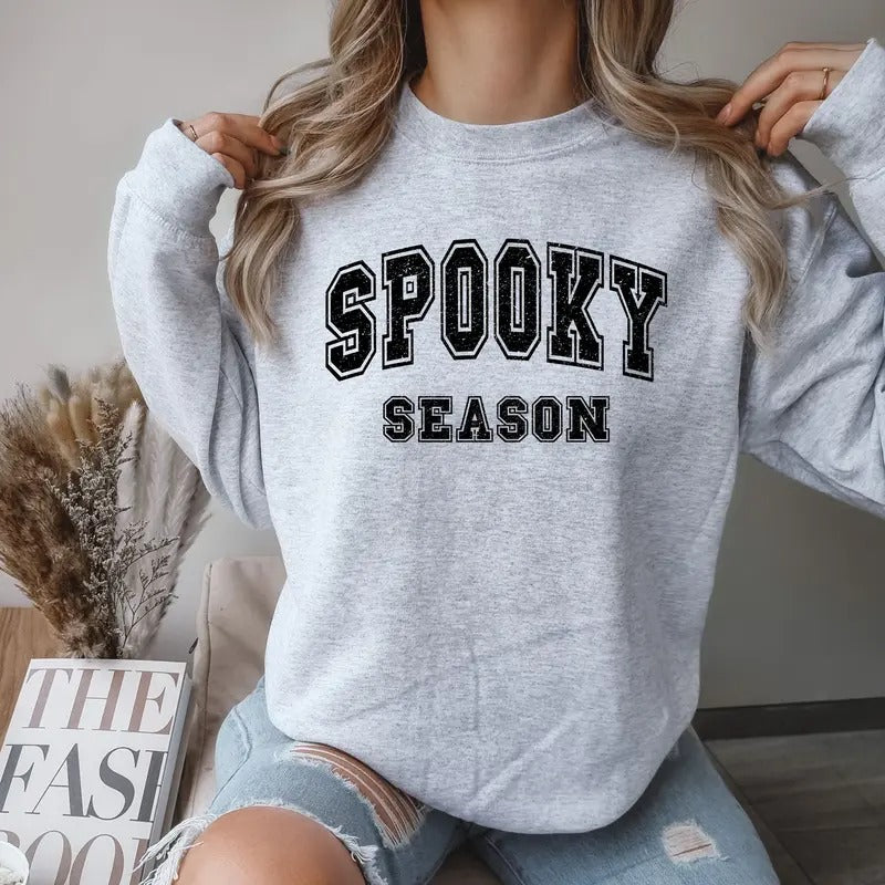 Distresses Spooky season Crewneck Sweatshirt Comfortable