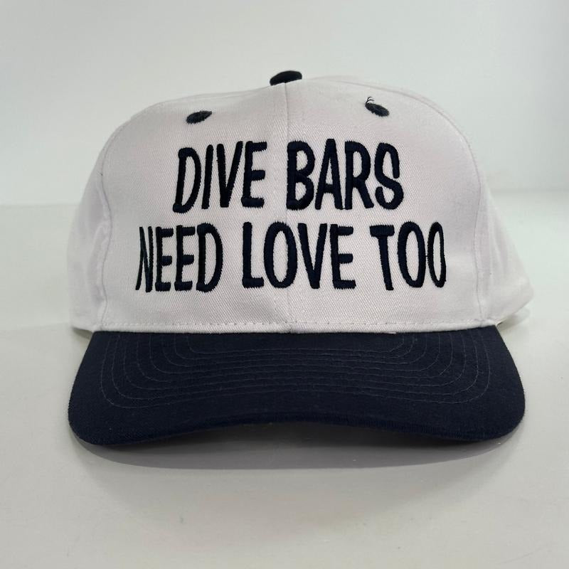 Dive bars need love too Strapback hat cap Custom Embroidered Cut the activist Collab