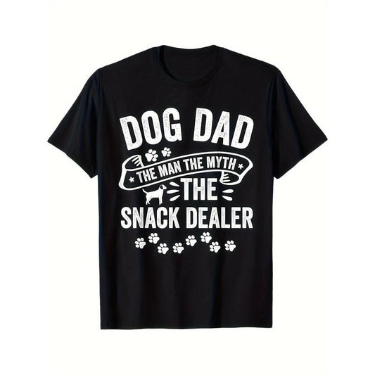 Dog Dad Man Myth Snack Dealer Funny Paw Dog T-Shirt, 100% Cotton, Halloween Thanksgiving Christmas Gift For Men Women Family Friends, S-XXXL, Black made in usa