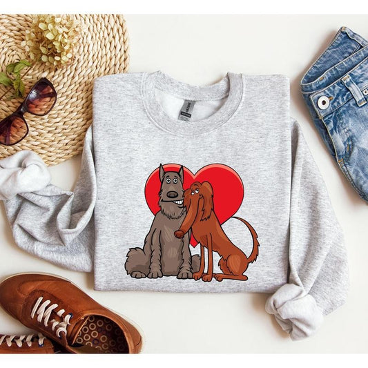 Dog Lovers Funny Retro Sweatshirt, Vintage Valentine's Day Sweatshirt, Crew Neck, Women's, Crewneck, Valentine's Day, Love, Heart, Cupid