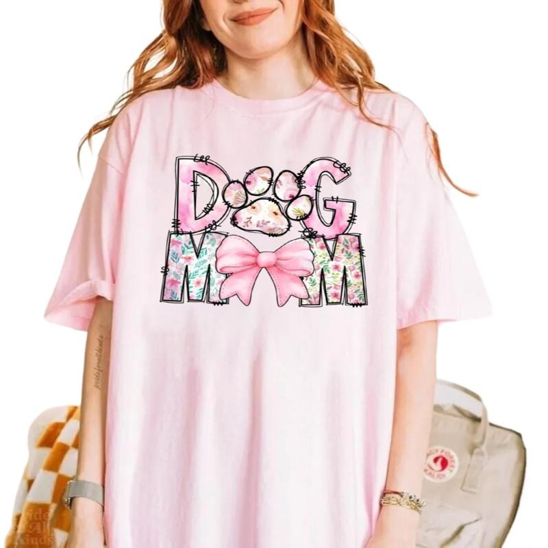 Dog Mama Shirt, Dog Mom Gift, Pet Lovers Shirt For Women, Coquette Dog Lover Gift, Floral Women Graphic Tee, Unisex Short Sleeve Tee, Crewneck Top