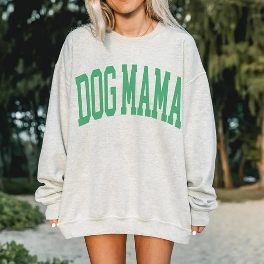 Dog Mama Sweatshirt, Dog Mom Sweatshirt, Dog Mom Shirt, Gift for Dog Mom, Dog Lovers Gift, Trendy Varsity Crewneck, Oversized Sweater, Dog Mama Shirt
