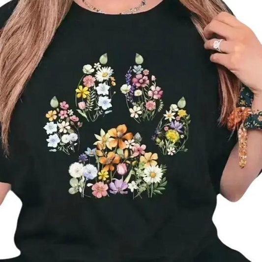 Dog Paw T-Shirt, Comfort Color Dog Mom Shirt, Mother's Day Gifts, Dog Lover Shirt For Mom, Dog Paw Sweatshirt, Floral Dog Paw T-shirt, Wildflower Shirt Gift For Women, Dog Sweatshirt For Women, Women Top, Dog Mom Tee, Cute Mother's Gift