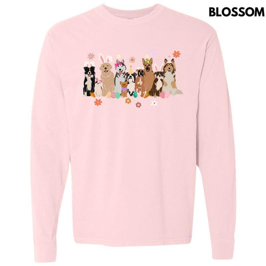 Doggy Easter Celebration Long Sleeve Comfort Colors T-Shirt 'NLB'