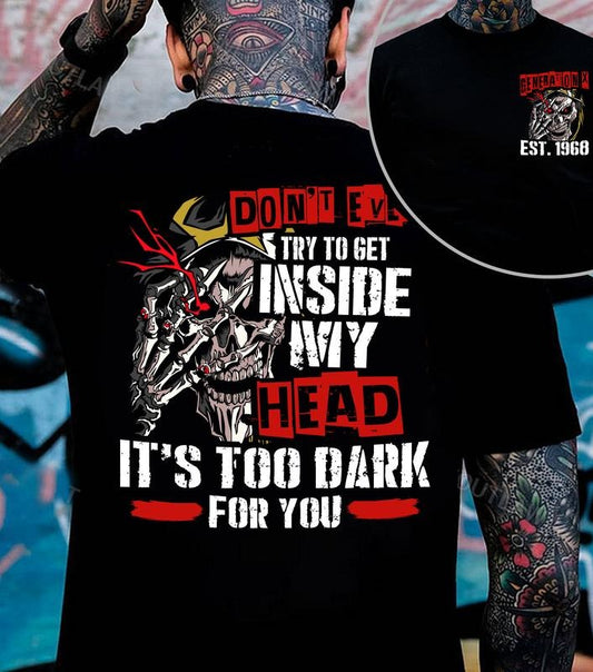 Don't Even Try To Get Inside My Head It's Too Dark For You Generation X T-shirt 100% Cotton Unisex Comfort Womenwear Graphic Crew Neck Long Sleeve Autumn Casual Christmas Pull On - Collar, Embroidered
