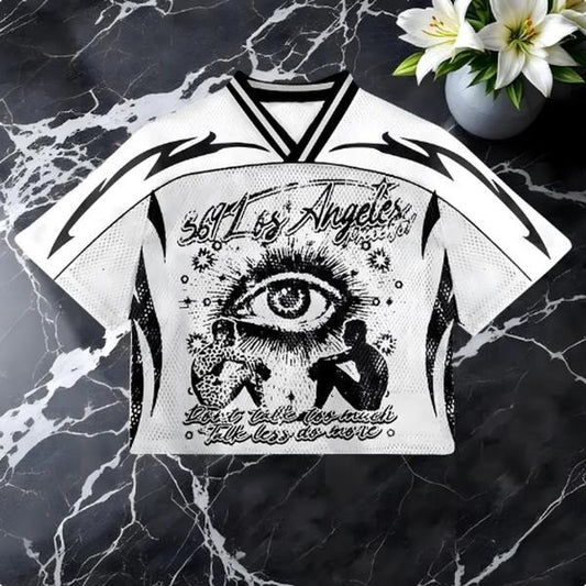 Don't Talk Too Much Retro Streetwear Mesh jersey