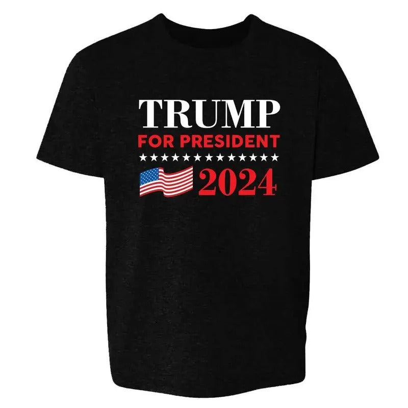 Donald Trump 2024 President Election MAGA 45 Kids & Youth Tee Graphic Tee Tops Underwear Crewneck Menswear T Shirt