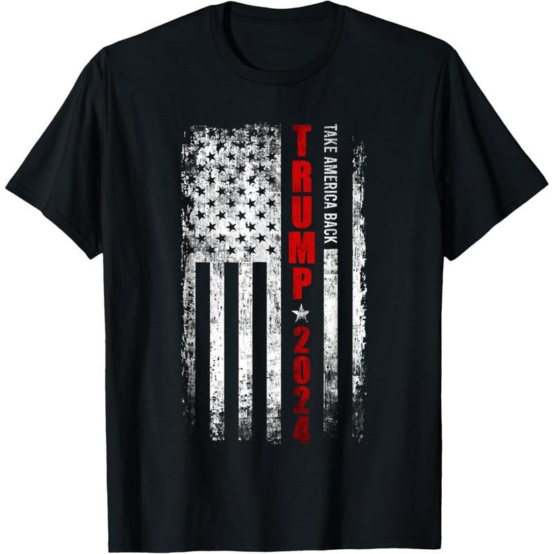 Donald Trump 2024 Take America Back American Flag Patriotic T-Shirt made in usa