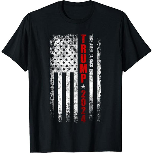 Donald Trump 2024 Take America Back American Flag Patriotic T-Shirt made in usa