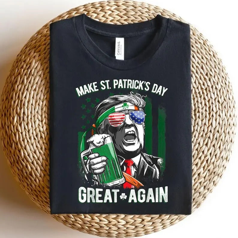 Donald Trump Beer Make St Patricks Day Great Again Tshirt, Trump Supporter Tee, St Paddys Day Shirt, Trump Funny St Patricks Day Tee
