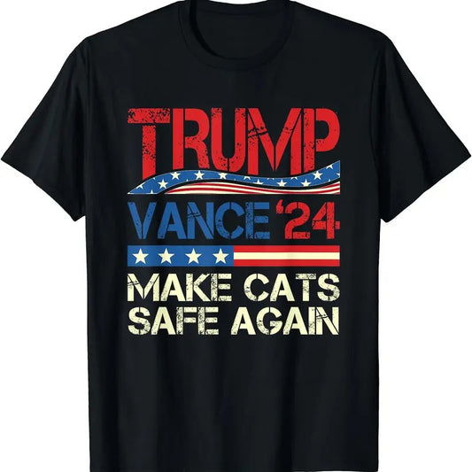 Donald Trump Make Cats Safe Again 2024 Debate Funny T-Shirt | Unisex Cotton Tee Gift | Full Size