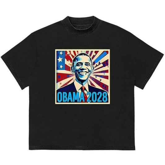 Donkconnects Obama 2028 T-Shirt Unisex Retro Graphic Tee Soft Cotton Fabric