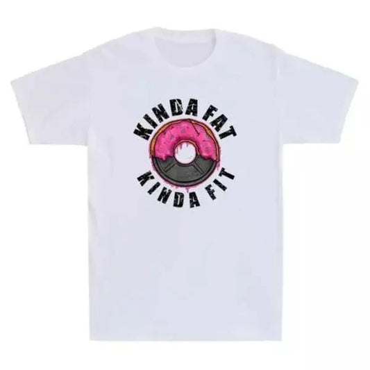 Donut Workout Kinda Fat Kinda Fit Funny Gym Saying Meme Vintage Men's T-Shirt Cotton Menswear Top Decoration