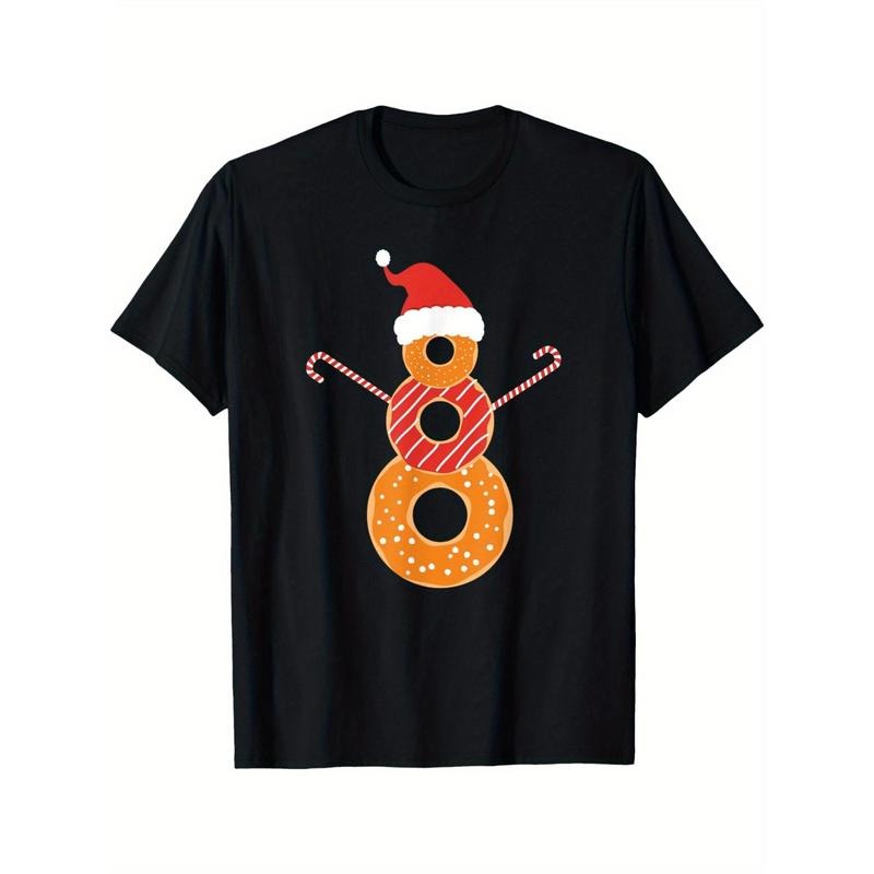 Donuts Snowman Christmas Men's T-Shirt for Donut Lovers made in usa