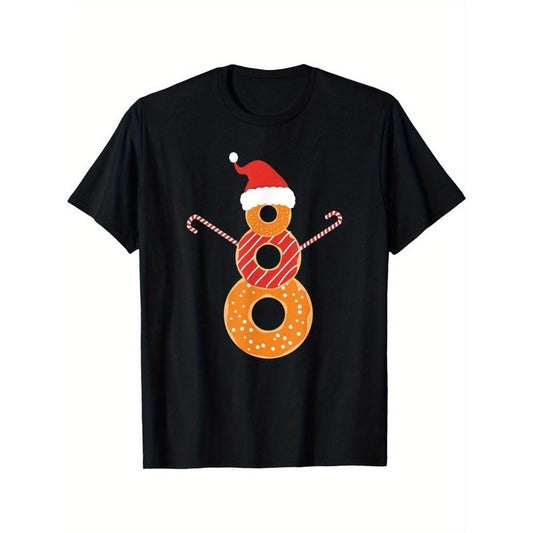 Donuts Snowman Christmas Men's T-Shirt for Donut Lovers made in usa