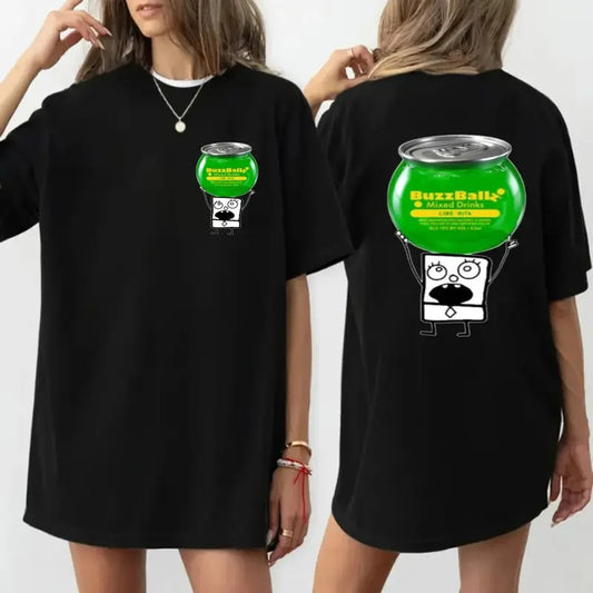 Doodlebob Buzzball 2 Sided T Shirt, Funny Drinking T Shirt, Summer T Shirt, Unisex T Shirt, Unisex Short Sleeve Tee Shirt, Casual Clothing Top Womenswear Lady