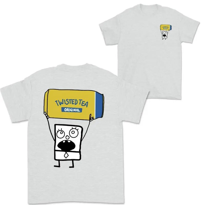 Doodlebob Twisted Teaa Essential 2 Sided T-Shirt, Funny Drinking T-Shirt, Summer T-Shirt, Full Color T-Shirt, Unisex T-Shirt, For Men, For Women, Gift For All Menswear Top