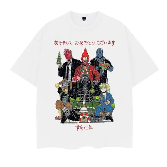 Dorohedoro "En Family" Vintage Oversized Tee Anime T-shirt 100% Cotton Original Design Men's Top Casual Streetwear Menswear Tshirt