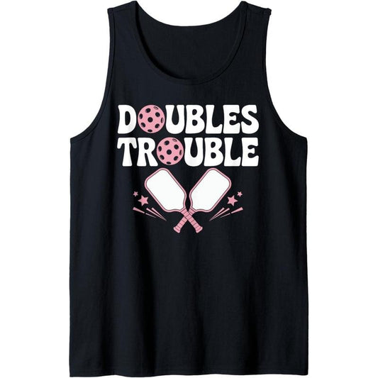 Doubles Trouble Pickleball Pickle Ball Tournament Team Women Tank Top made in usa
