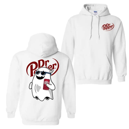 Dr Pepper Ghost Halloween 2 Sided Hoodie T-Shirt, Dr Pepper Shirt For Men And Women, Halloween Trendy Shirt Fabric Menswear
