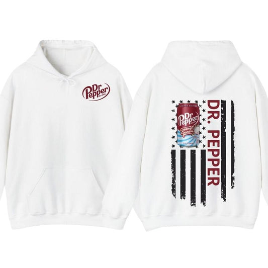 Dr.Pepper Coconut Cream Logo Flag 2 Sides T-Shirt, Hoodie - Dr.Pepper Trendy Graphic Tee Full Colors Gift For Men For Women, Trendy Summer Vacations, Dr.Pepper Merch Hoodies