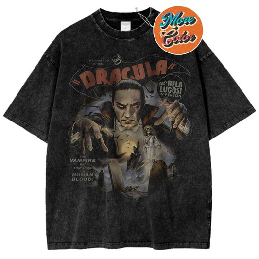 Dracula Horror Anime Vintage Shirts, Cotton Unisex T-Shirt, Crew Neck, Size S- 3XL, Menswear Top, Womenswear Top Underwear Streetwear