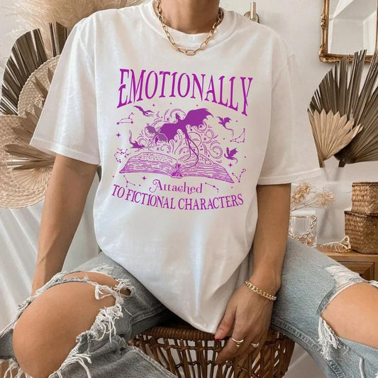Dragon Lovers, Fourth Wing Bookish Shirt,Emotionally Attached To Fictional Characters Shirt, Dragon Rider, Unisex Sweater Pullover Tee