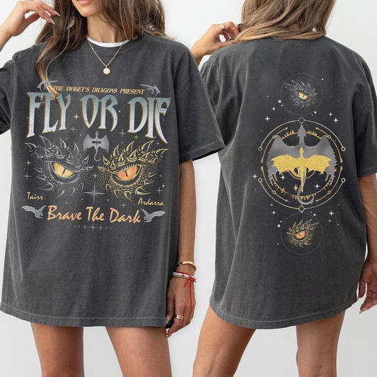 Dragon Rider Shirt- Onyx Storm Brave the Dark for Shirts, Fly or Die Fourth Wing Series Shirt- Perfect Gift for Dragon Book Lovers