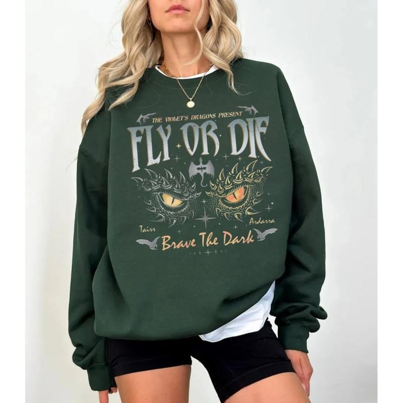 Dragon Rider Sweatshirt, Onyx Storm Brave Shirt, Fly Or Die Fourth Wing Series Hoodie, Gift For Dragon Book Lovers, Unisex Sweater Pullover Tee
