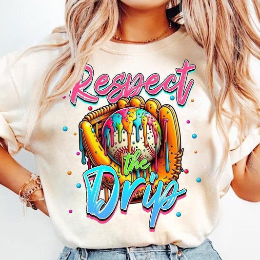 Dripping Ice Cream Baseball Tee tshirt, Stylish Game Day Print tshirt, Mom Life Outfit, favorite shirts