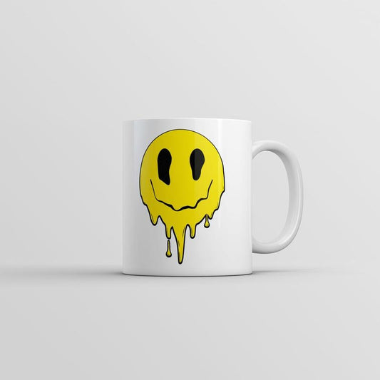 Dripping Smile Mug Funny Melting Face Graphic Coffee Cup-11oz Funny Coffee Mugs Ceramic Printed Drinkware Cup