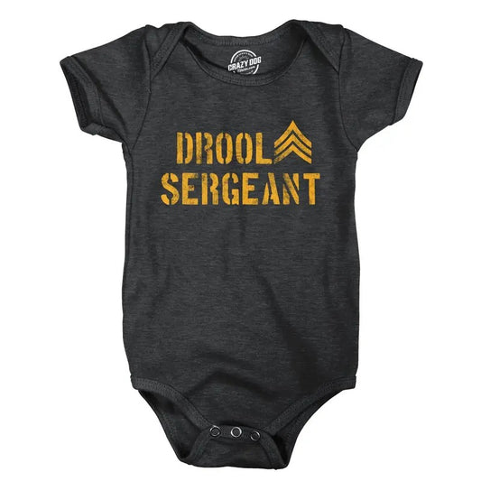 Drool Sergeant Baby Bodysuit Funny Military Army Sarcastic  Infant Jumper Funny Baby Onesies Funny Sarcastic Onesie Novelty Onesie Black