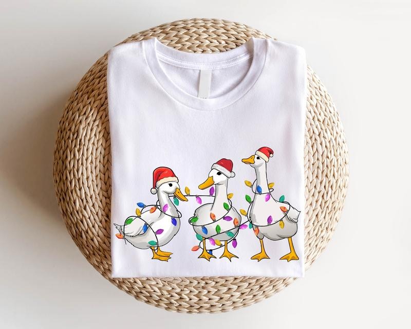 Duck Christmas Shirt, Duck Christmas Lights T-shirt, Santa Goose Christmas Tee, Funny Duck Lover Xmas Gift Tee, Fame Animal Shirt For Holiday.
