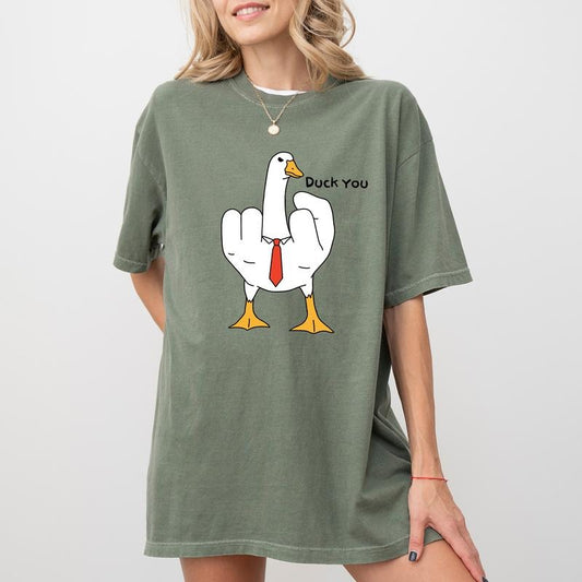 Duck You Shirt, Funny Silly Goose Graphic Tee Women, Silliest Goose Printed T-shirt, Meme Goose Bumps Top, Today I'm A Serious Goose Tee, Comfort Shirt Casual Style, Cotton Fabric Outfit, Gift For Women, Womenswear Cotton Fabric Relaxed Chic Style