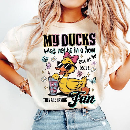 Ducks Not in a Row But They're Having Funs Sarcastic Unisex Shirt, Snarky Funny Mental Health Shirt Tee, Trendy Sarcasm Gift