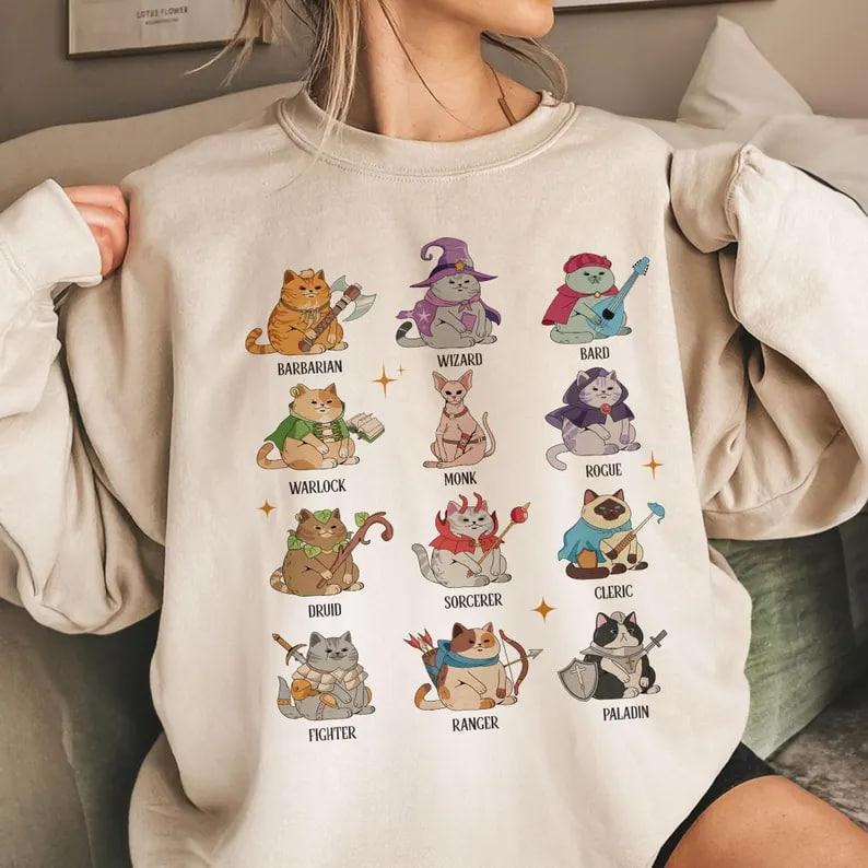 Dungeons And Cats Sweatshirt, Dungeons and Dragons Shirt, DND Shirt, DND Cat Shirt, Dungeons Game Tshirt, Retro DnD Tee, Funny D&D Cats, Role Playing Game Shirt
