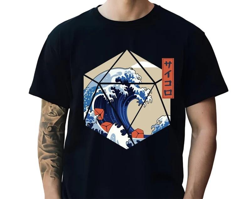 Dungeons And Dragons Shirt, Great Wave Of Dice Shirt, Dice Dnd Tshirt D20 Shirt Dnd Gift Rpg Japan Shirt Cool Japanese Grunge Dungeon Master