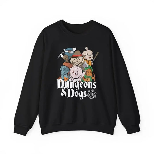 Dungeons and Doggos Funny D&D Parody Sweatshirt | Nerdy Fantasy Game Sweater for Dog Lovers Unique Winter Gift | Cozy Fun Sweatshirt Gamers | Dungeons & Dogs Shirt  | Dungeons and Dragons Shirt | Dungeon Master Sweater