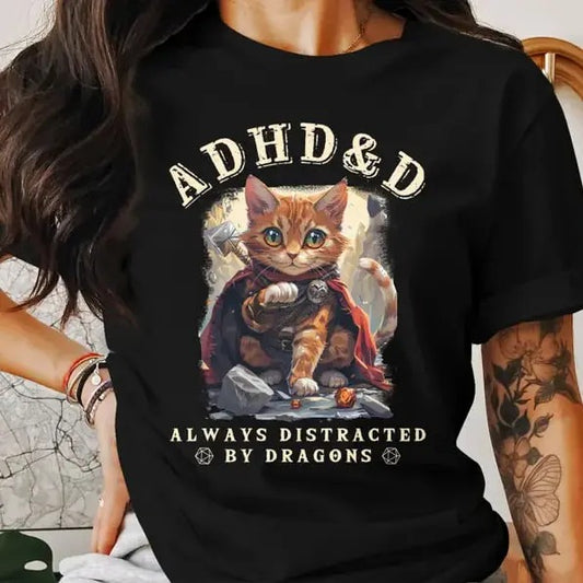 Dungeons and Dragons ADHD&D Always Distracted by Dragons T-shirt, DnD Vintage Tee,  DnD Shirt, RPG Gift, Dungeons and Dragons Sweatshirt, Tabletop Gaming, Dungeon Master Gift, Dnd Holiday