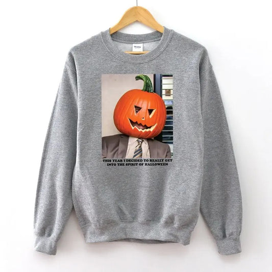 Dwi.ght Pumpkin Head Sweatshirt, Pumpkin Head Crewneck, Funny The Office Halloween Pullover Shirt, Funny Halloween Shirt Womenswear Check Fit