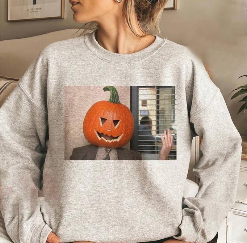 Dwight Pumpkin Head Crewneck, Office Halloween Shirt, Pumpkin Head Sweatshirt, The Office, Dwight Schrute, Funny Halloween Shirt