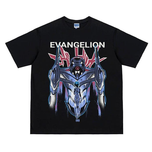 EVA "Unit00" Vintage Oversized Tee Anime T-shirt 100% Cotton Original Design Men's Top for Fans Menswear Tshirt