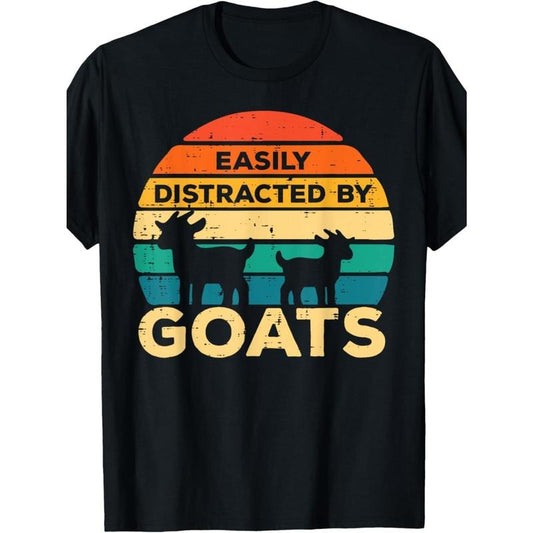 EWH Easily Distracted By Goats Retro Farm Farmer Men Women T-Shirt made in usa