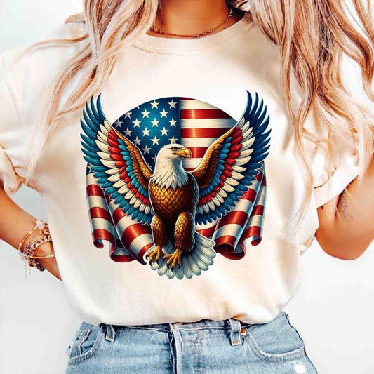 Eagle America shirt, Independence Day, 4th of July tshirt, cross 4th of july tshirt, christian memorial day shirt, Coquette tshirt, DTF, Gift for Mom, Menswear Top, women top, Gift For menswear