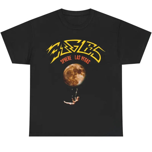Eagles Sphere Las Vegas Graphic Tee, Moon Trapeze Concert T-Shirt, Vintage Rock Tour Merch, Black Unisex Music Fan Shirt, Retro Band Style