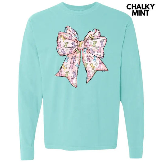 Easter Bunny Bow Long Sleeve Comfort Colors T-Shirt