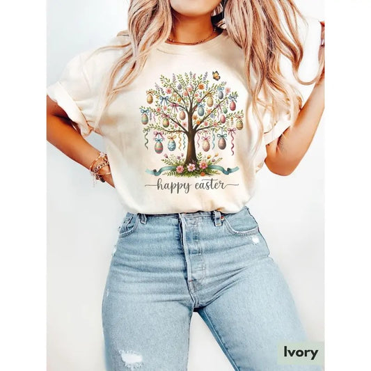 Easter Tree T-Shirt, Happy Easter Shirt, Cute Easter Shirt, Cute Easter Gift, Pastel Easter Shirt, Easter Egg Shirt