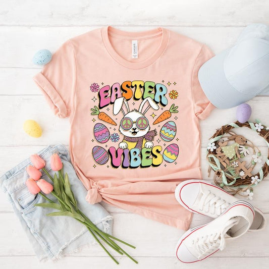Easter Vibes Rainbow Bunny  DTF Transfers - THIS IS NOT A SHIRT