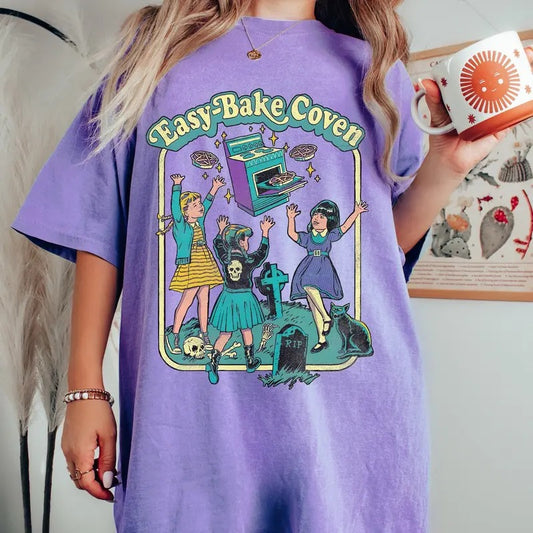 Easy Bake Coven 90s Horror Movie Fan  Vintage T Shirt Halloween Tee Plus Size Halloween Tee Witchy Vibes Tee Top Womenswear
